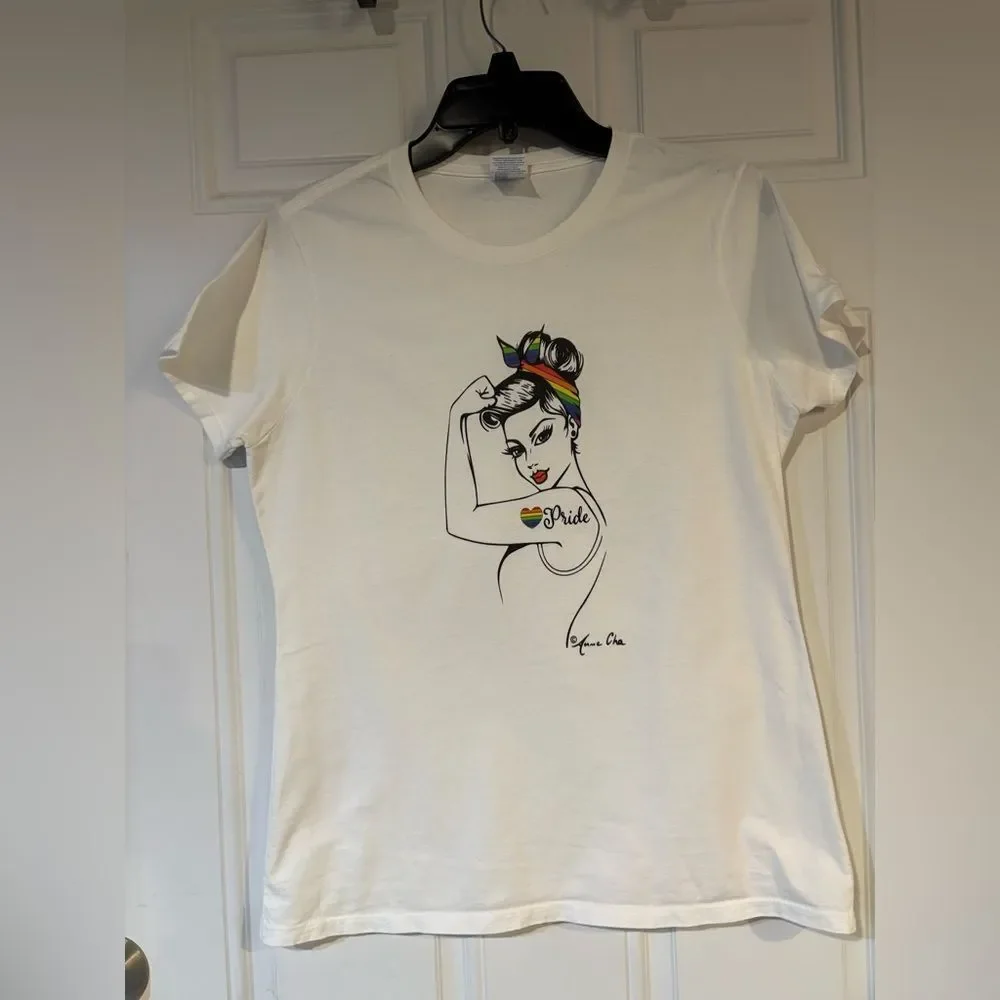 Women's Short Sleeve Pride Tee - White - Picture 2 of 11